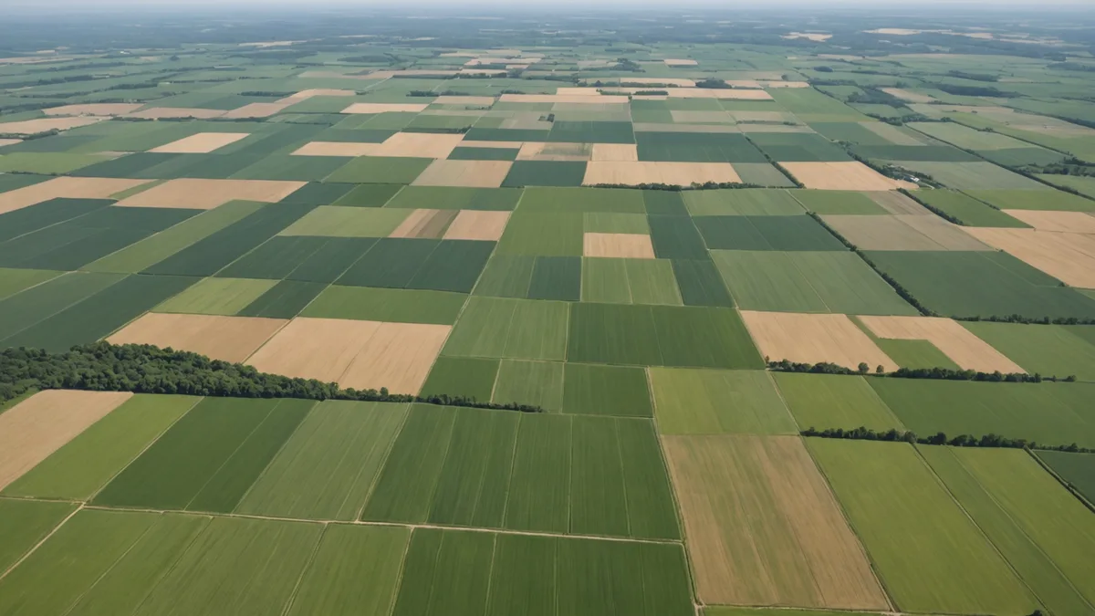 Aerial landscape showing land and atmosphere lifecycle perspective