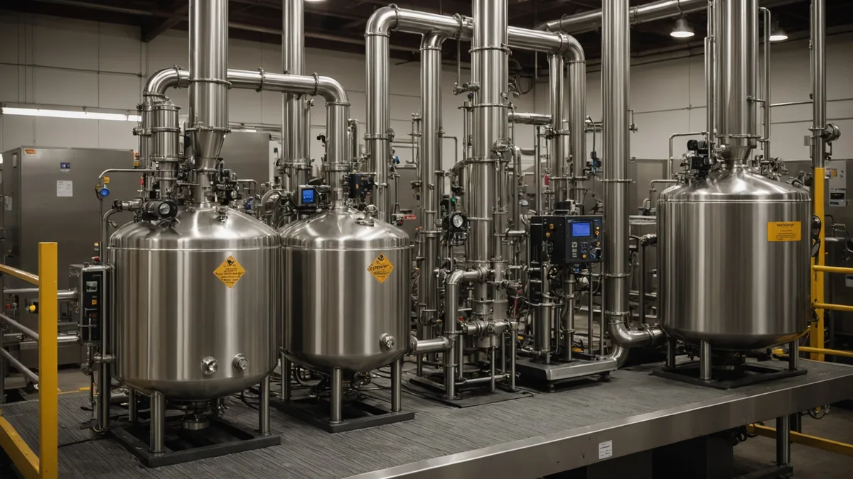 Pilot-scale industrial processing equipment in laboratory setting